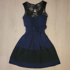 Blue GUESS Cocktail Dress with Black Lace